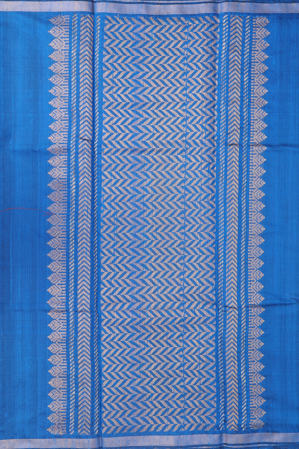 Jute Saree In Cobalt Blue With Floral Buttas