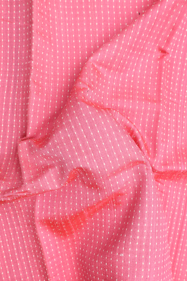 Jute Saree In Peachy Pink With Threadwork Design