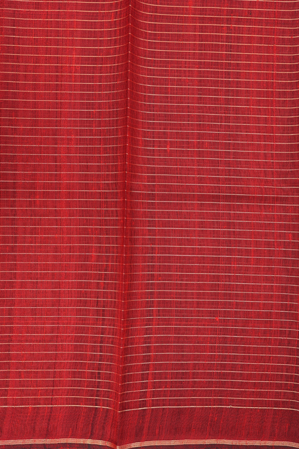 Jute Saree In Crimson Red With Checks Design