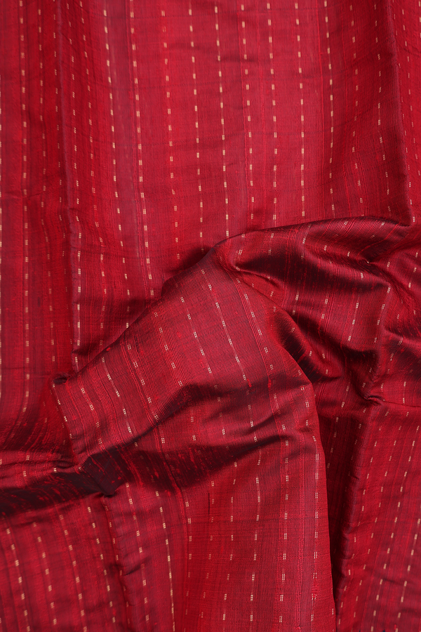Jute Saree In Crimson Red With Stripes Design