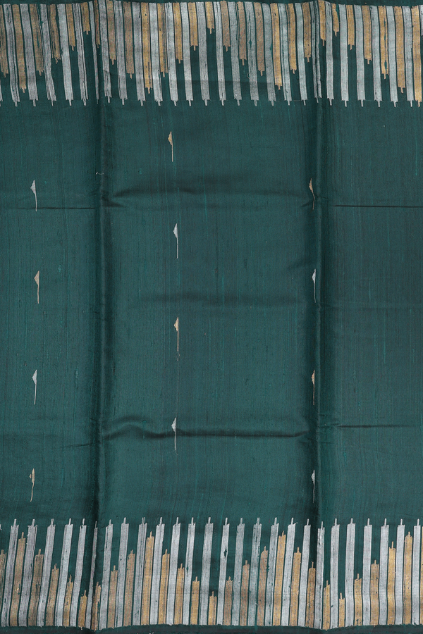 Jute Saree In Dark Green With Malli Moggu Buttas