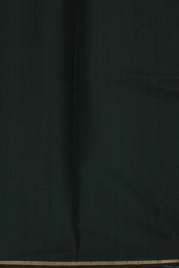 Jute Saree In Dark Green With Stripes Design