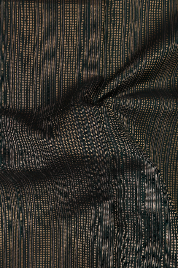 Jute Saree In Dark Green With Stripes Design