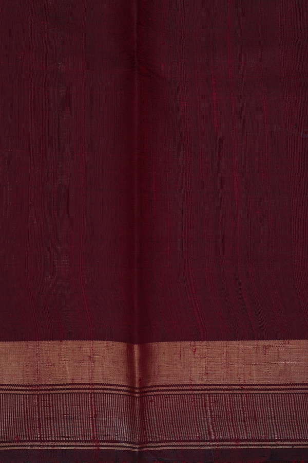 Jute Saree In Dark Orange With Leaf Buttas