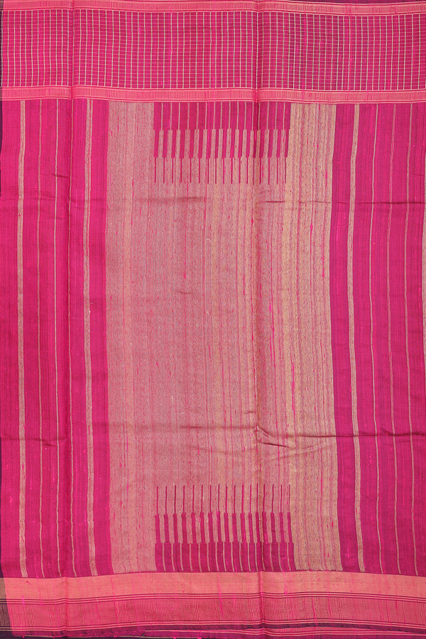 Jute Saree In Deep Purple With Leaf Buttas