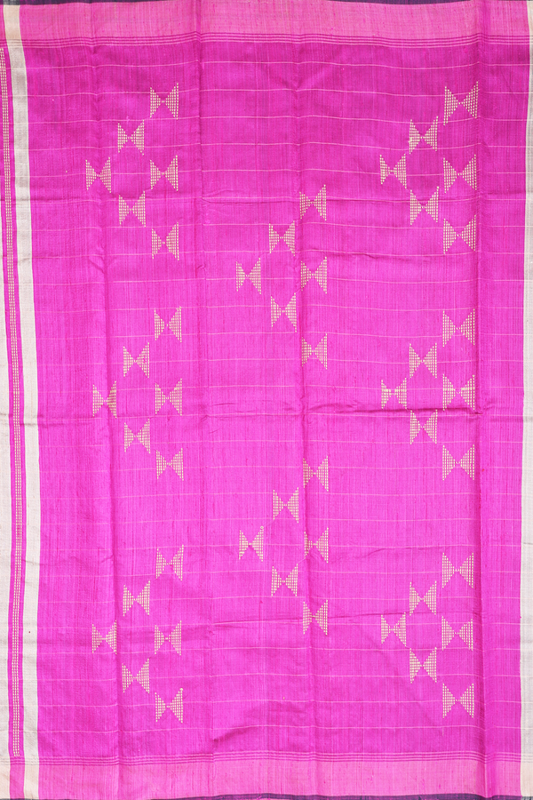 Jute Saree In Dusty Khaki With Threadwork Buttas