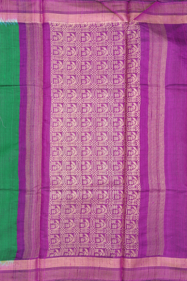 Jute Saree In Emerald Green With Allover Buttas
