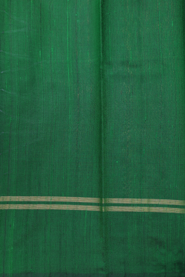 Jute Saree In Emerald Green With Stripes Design