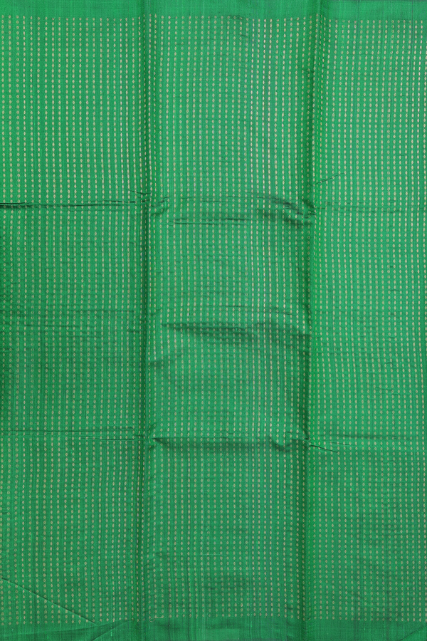 Jute Saree In Emerald Green With Stripes Design