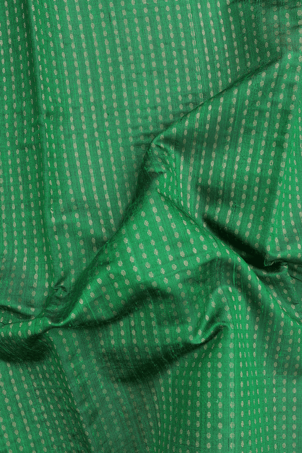 Jute Saree In Emerald Green With Stripes Design