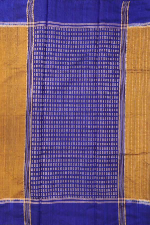 Jute Saree In Golden Brown With Stripes Design