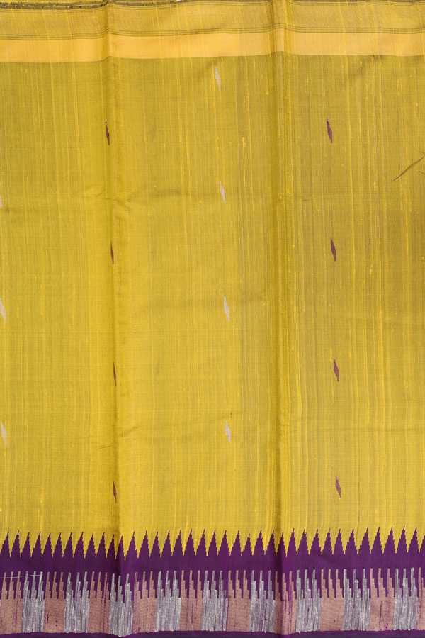 Jute Saree In Dark Yellow With Threadwork Buttas