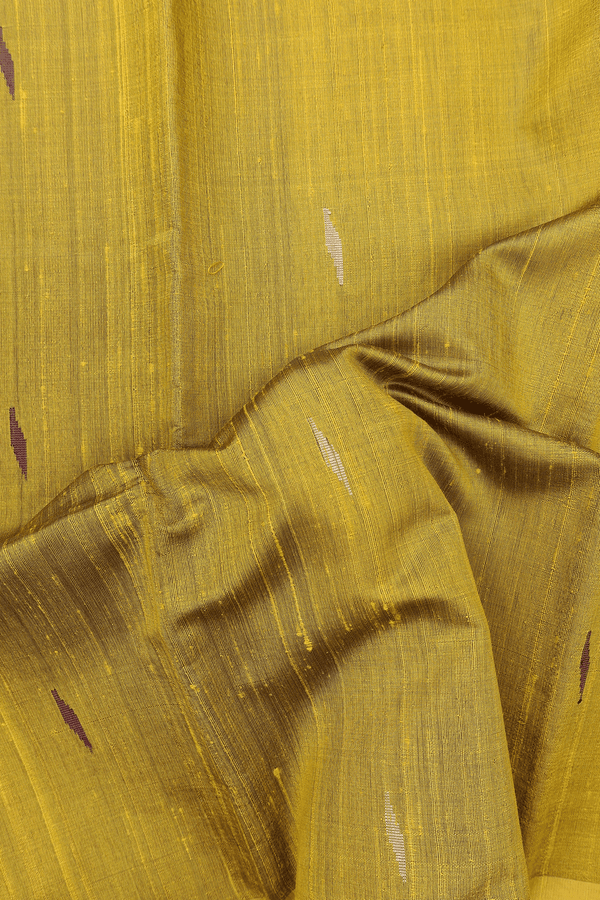Jute Saree In Dark Yellow With Threadwork Buttas