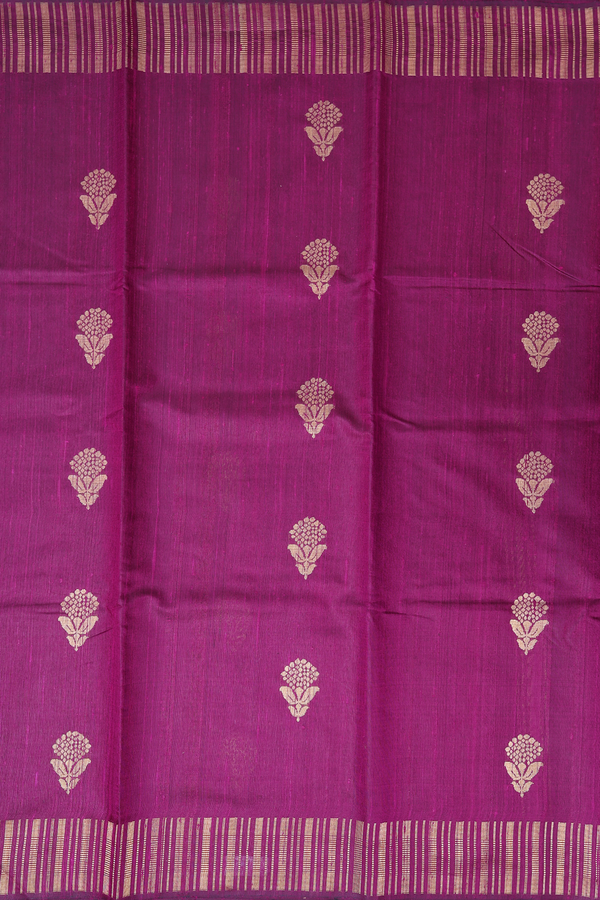 Jute Saree In Grape Purple With Floral Motifs