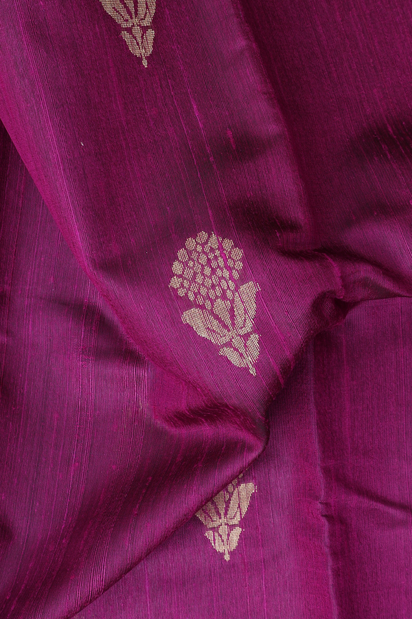Jute Saree In Grape Purple With Floral Motifs