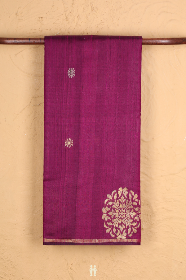 Jute Saree In Grape Purple With Allover Buttas