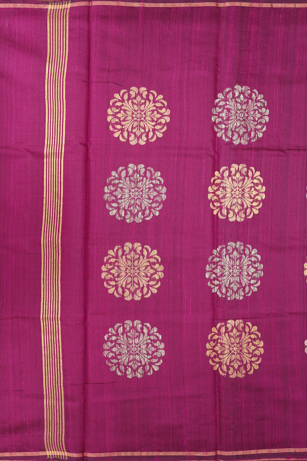 Jute Saree In Grape Purple With Allover Buttas