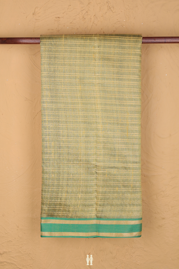 Jute Saree In Green With Stripes Design
