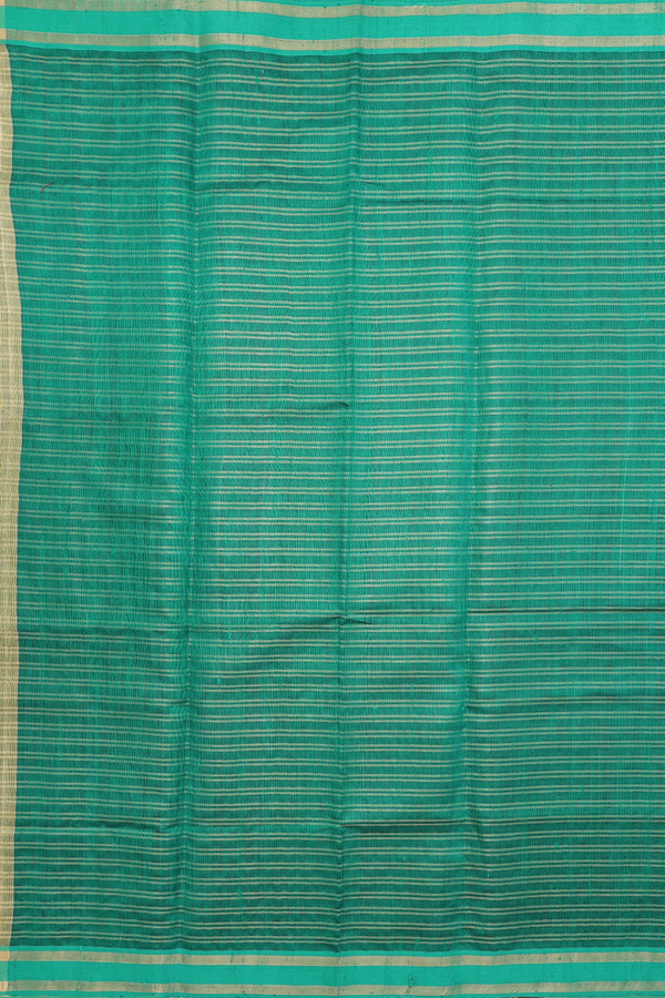 Jute Saree In Green With Stripes Design