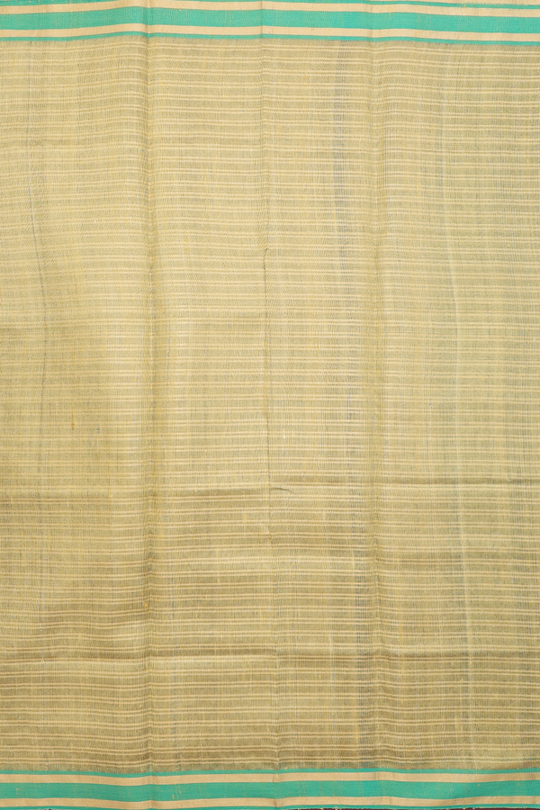 Jute Saree In Green With Stripes Design