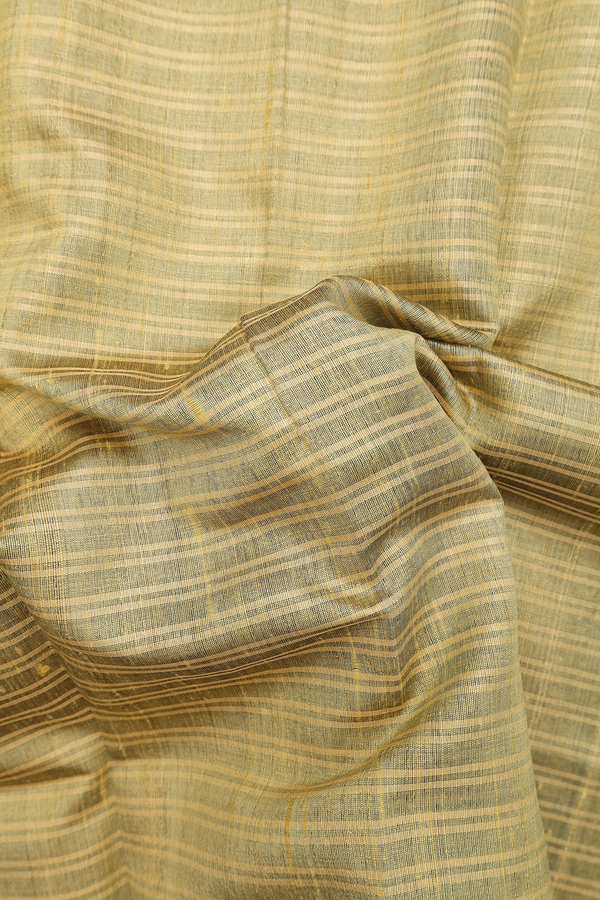 Jute Saree In Green With Stripes Design