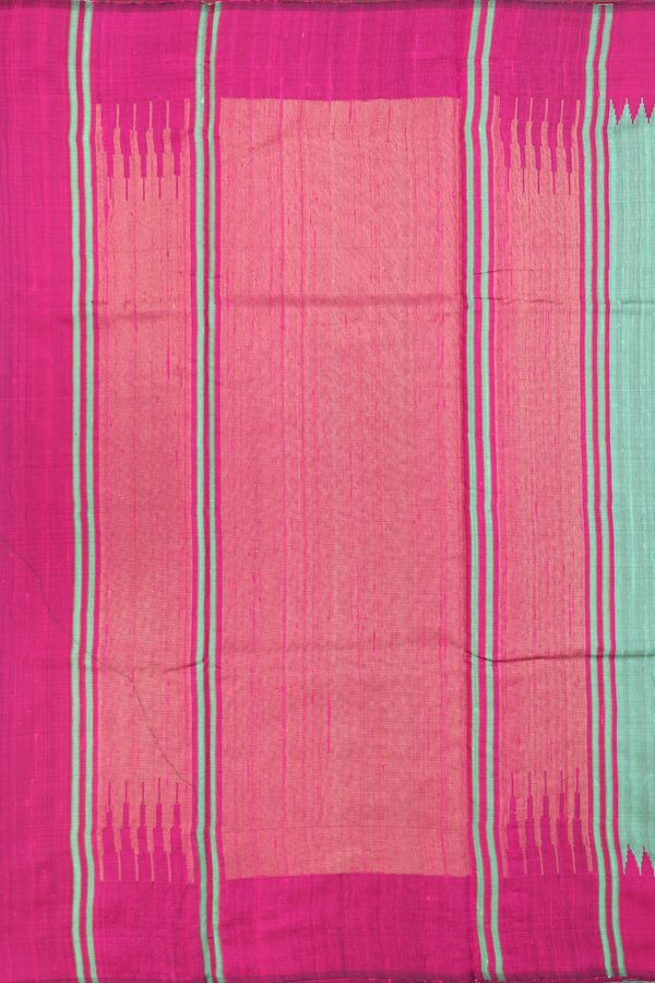 Jute Saree In Green With Threadwork Buttas