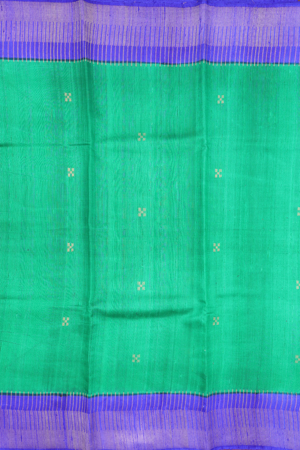 Jute Saree In Green With Zari Buttas
