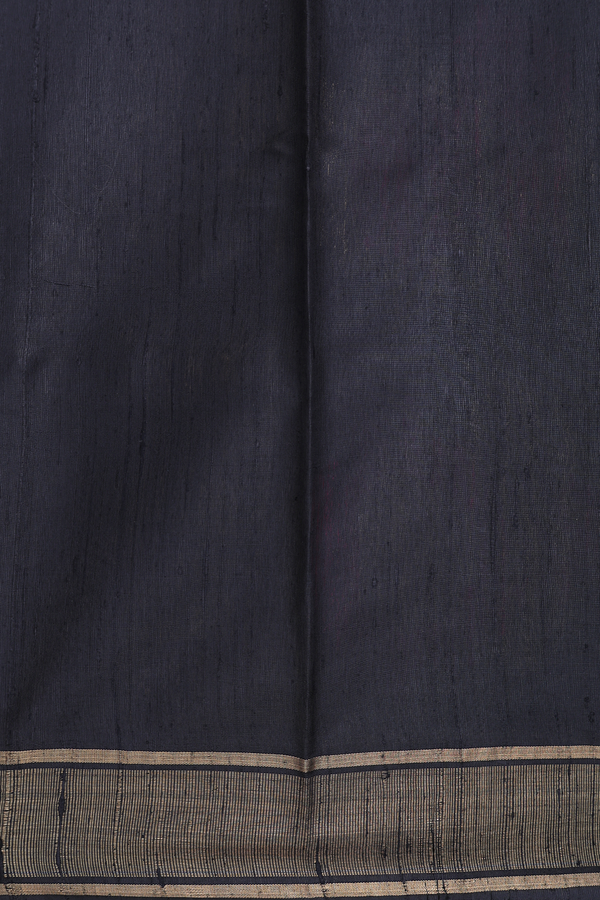 Jute Saree In Grey With Floral Buttas