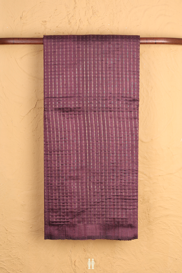 Jute Saree In Greyish Purple With Zari Buttis