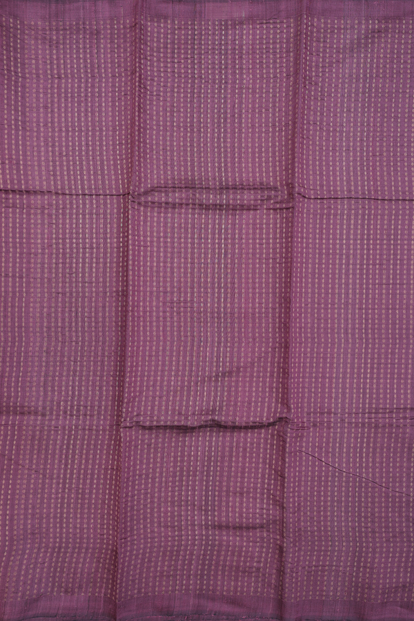 Jute Saree In Greyish Purple With Zari Buttis