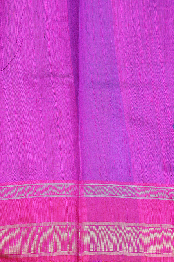 Jute Saree In Indigo Blue With Floral Buttas