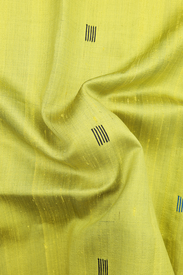 Jute Saree In Lemon Yellow With Threadwork Buttas