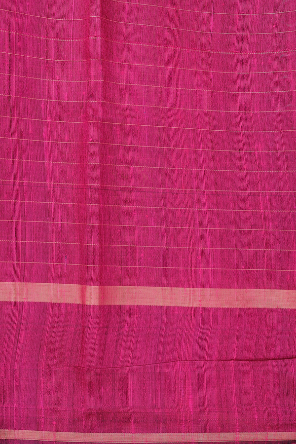 Jute Saree In Magenta With Checks Design