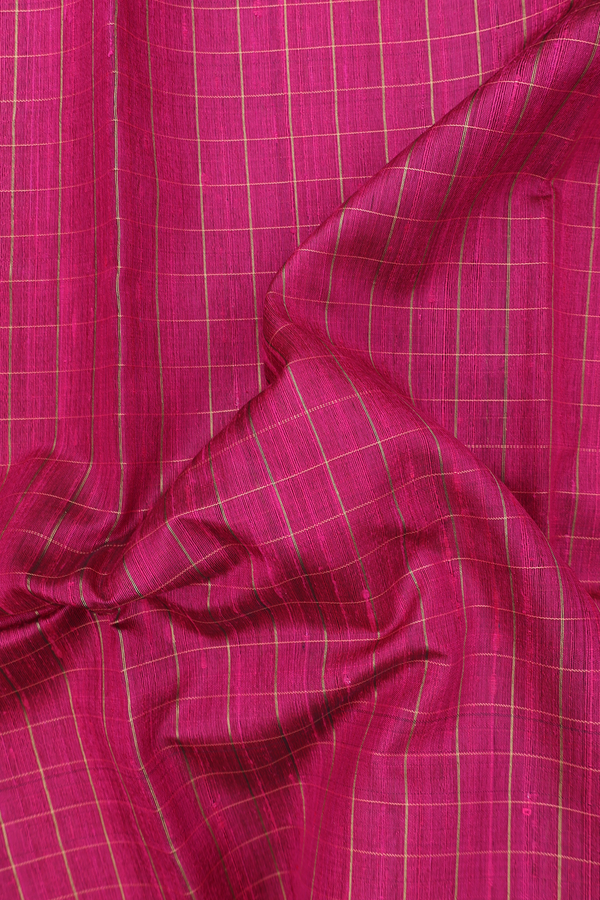 Jute Saree In Magenta With Checks Design
