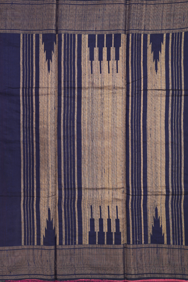 Jute Saree In Magenta With Stripes Design