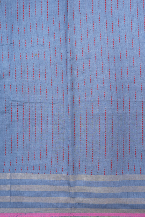 Jute Saree In Maroon With Threadwork Design