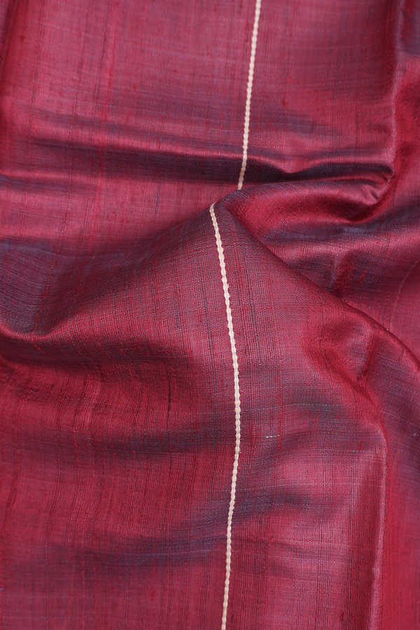 Jute Saree In Maroon With Threadwork Design