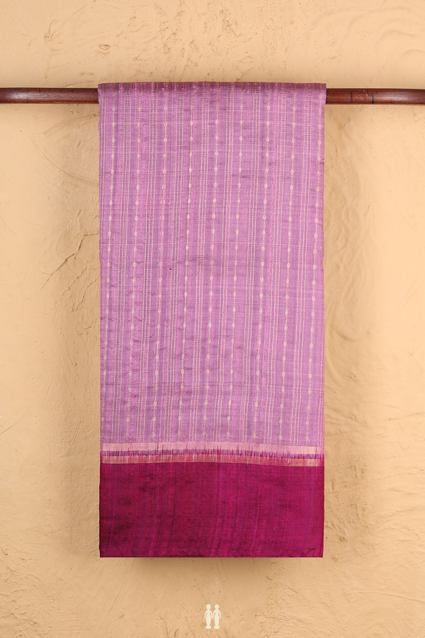 Jute Saree In Mauve With Stripes Design