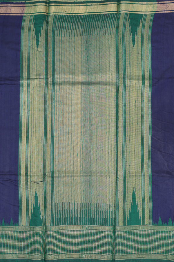 Jute Saree In Navy Blue With Allover Buttas