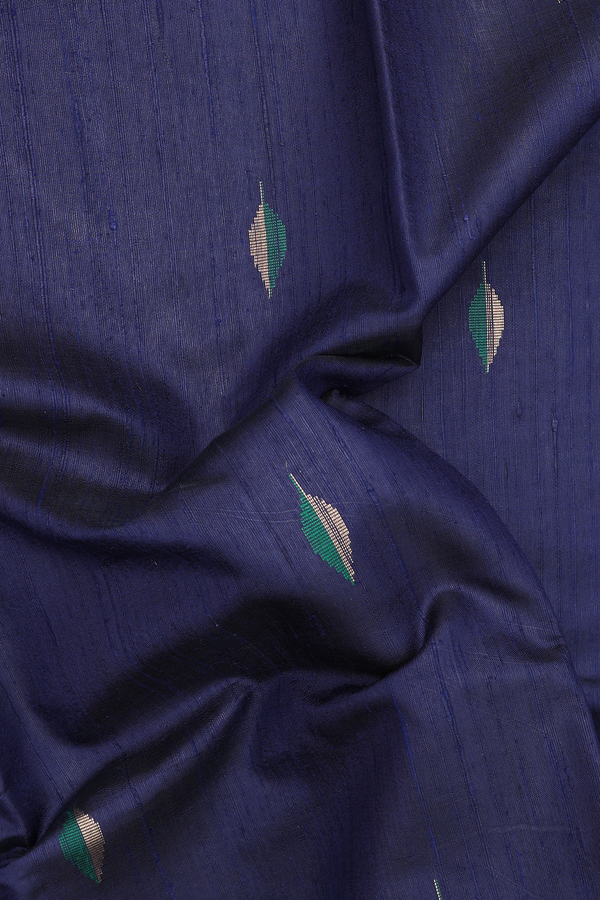 Jute Saree In Navy Blue With Allover Buttas