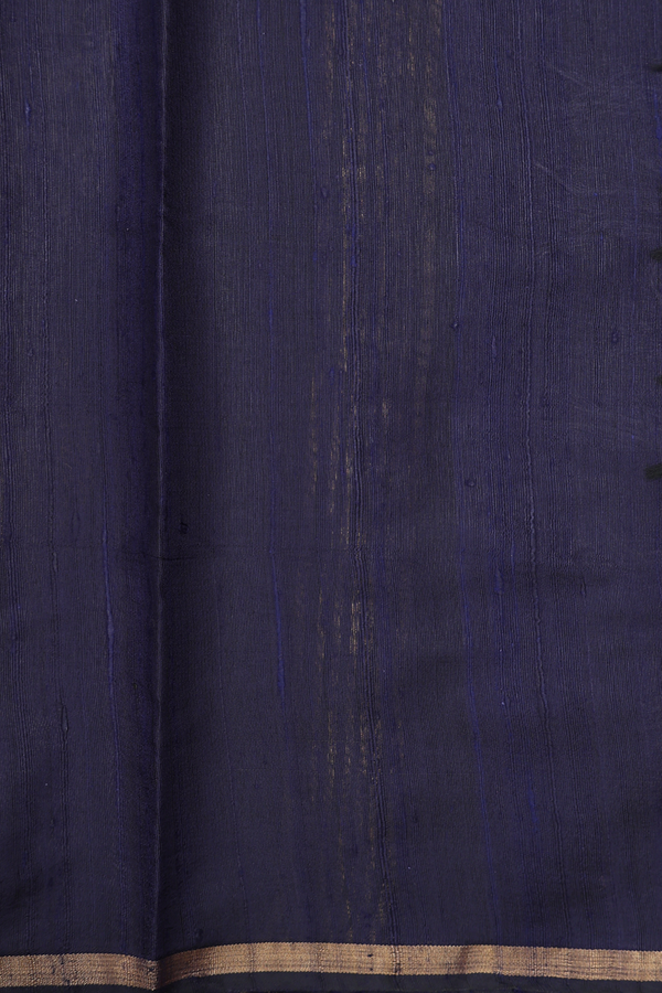 Jute Saree In Navy Blue With Birds Buttas