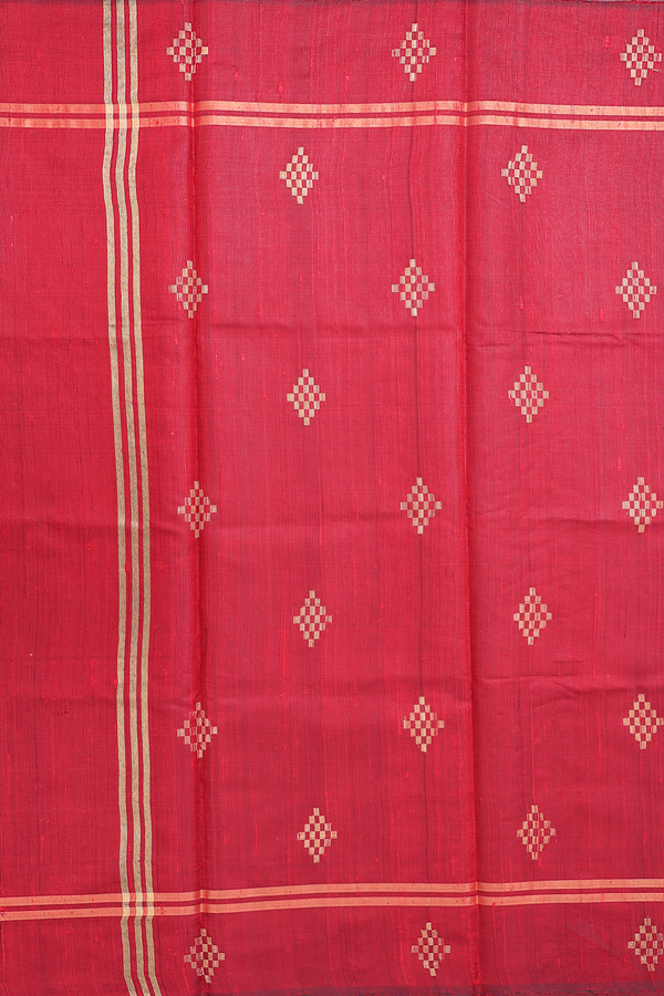 Jute Saree In Navy Blue With Contrast Border
