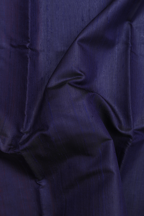 Jute Saree In Navy Blue With Contrast Border