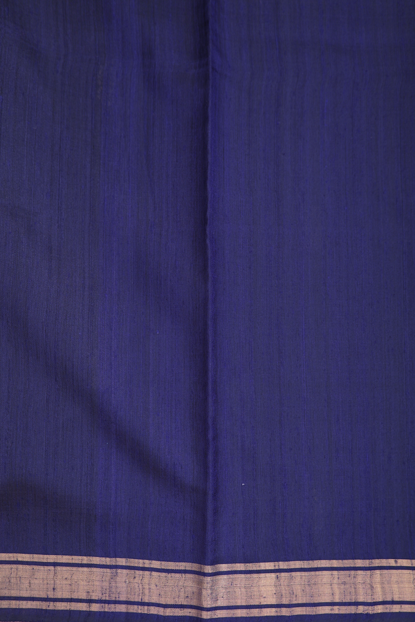 Jute Saree In Navy Blue With Floral Buttas