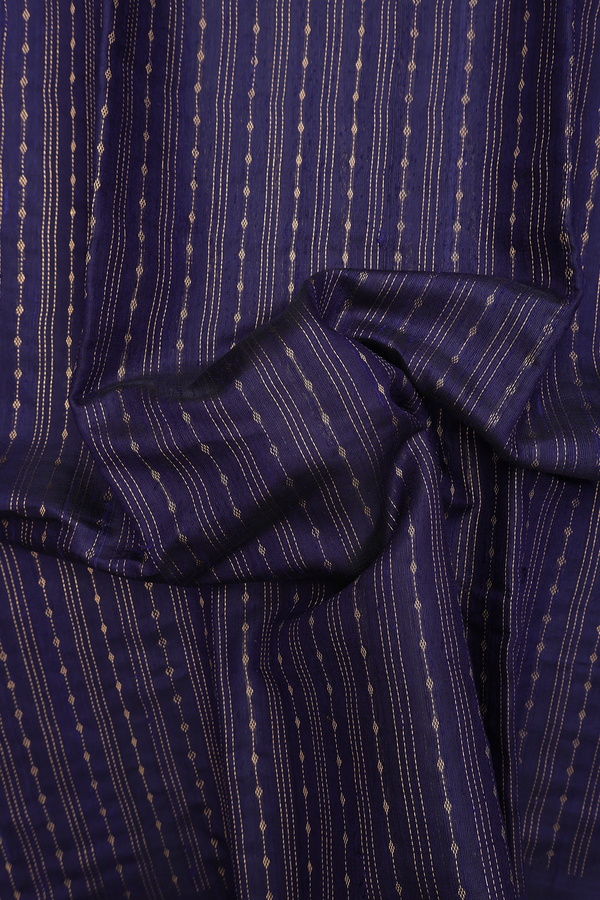 Jute Saree In Navy Blue With Stripes Design