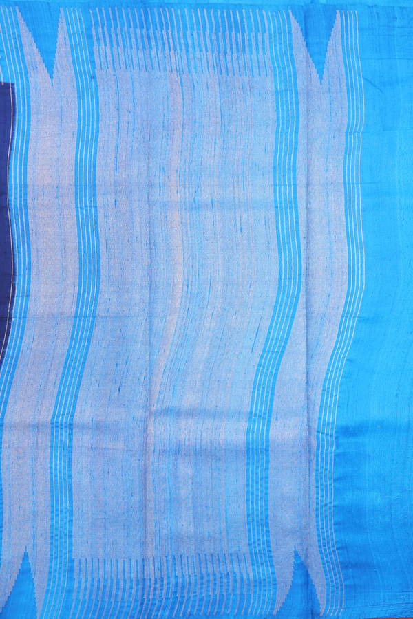 Jute Saree In Navy Blue With Zari Buttas