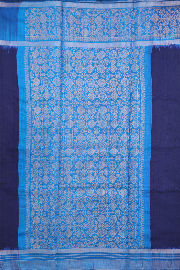 Jute Saree In Navy Blue With Zari Buttas