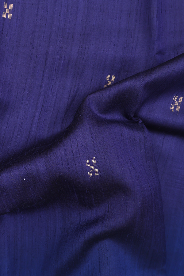 Jute Saree In Navy Blue With Zari Buttas