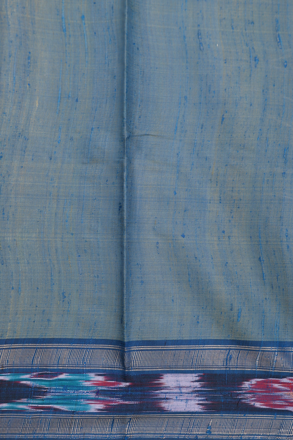 Jute Saree In Ochre Orange With Threadwork Buttas