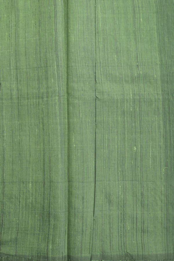 Jute Saree In Olive Green With Muniya Design